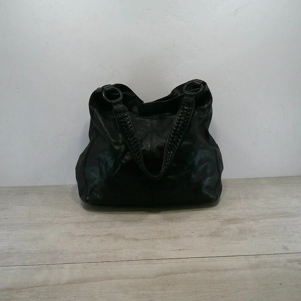 Banana Republic Vintage Y2K Ashbury Black Leather Hobo Handbag Purse Pocketbook